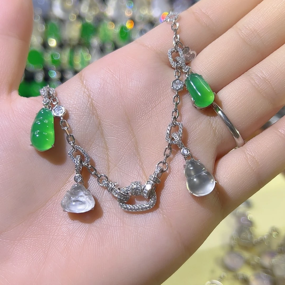 玛瑙/玉髓手链银S925镶嵌心