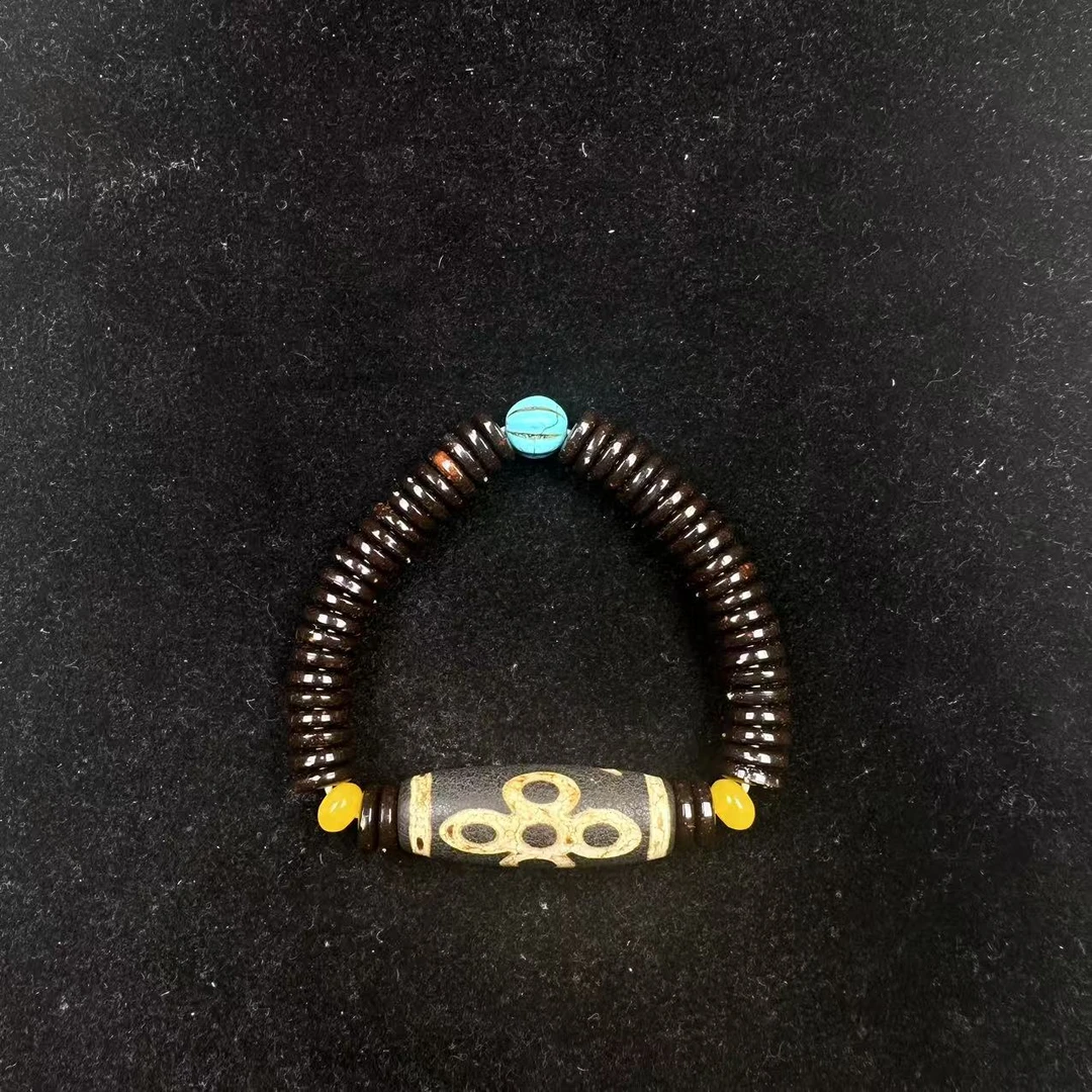 <米多缘>藏传黑金片片火供五眼闪电手串（不含证）