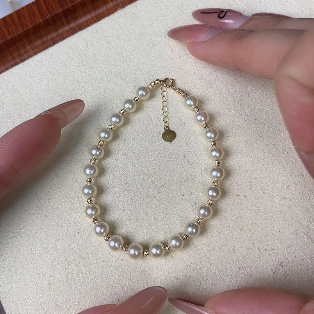 海水珍珠18K金镶嵌手链