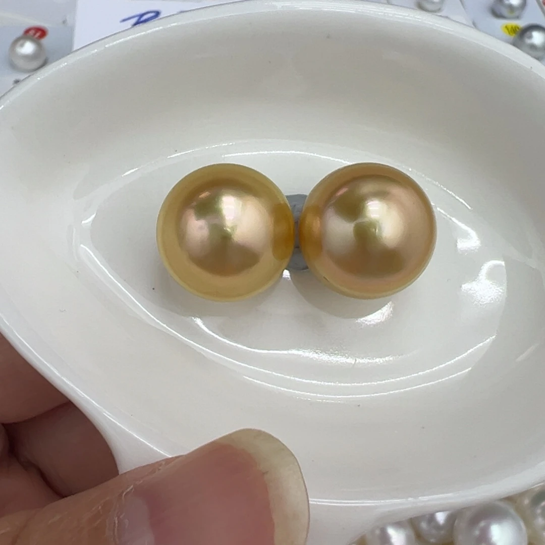 未镶嵌14mm金珠海水珍珠