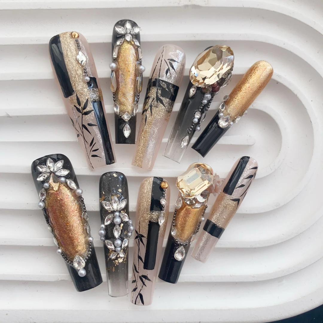 【暗香浮动】轻奢贵气富家千金气质高雅时尚穿戴甲可摘戴手工奢华