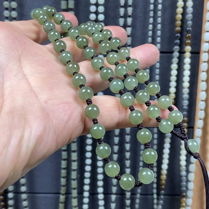 和田玉项链未镶嵌m**e和田玉圆珠项链