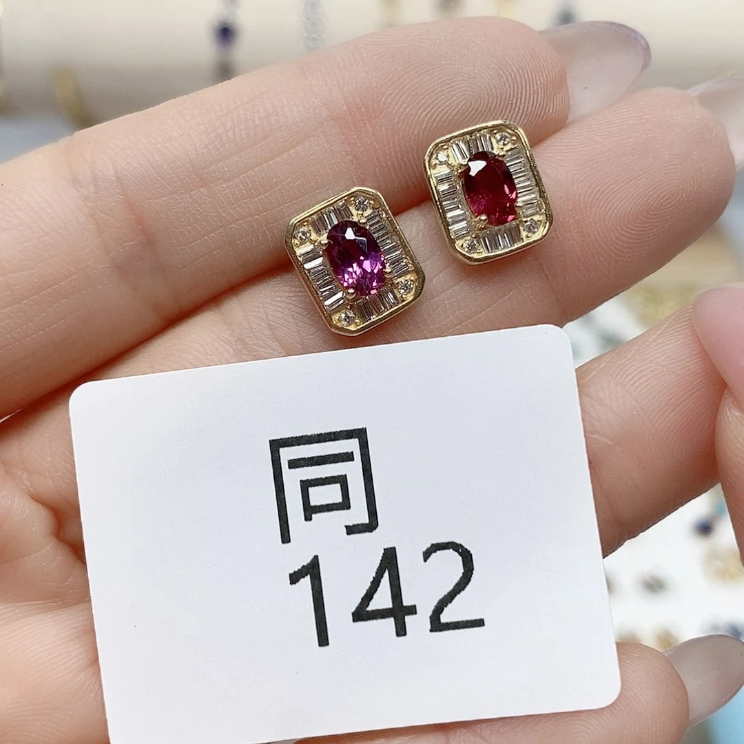石榴石耳饰银S925镶嵌同142