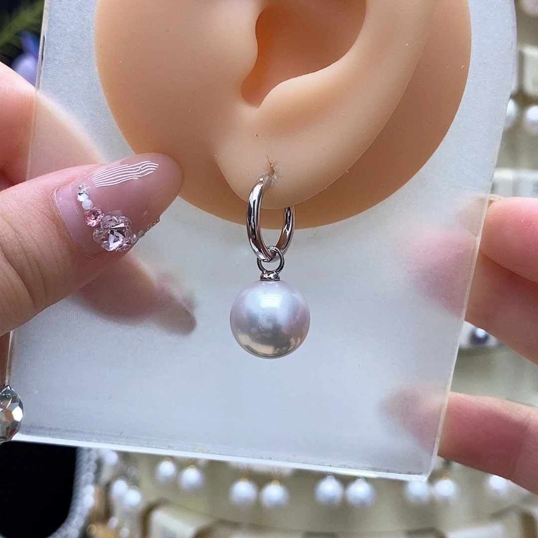 银S925镶嵌耳饰淡水珍珠