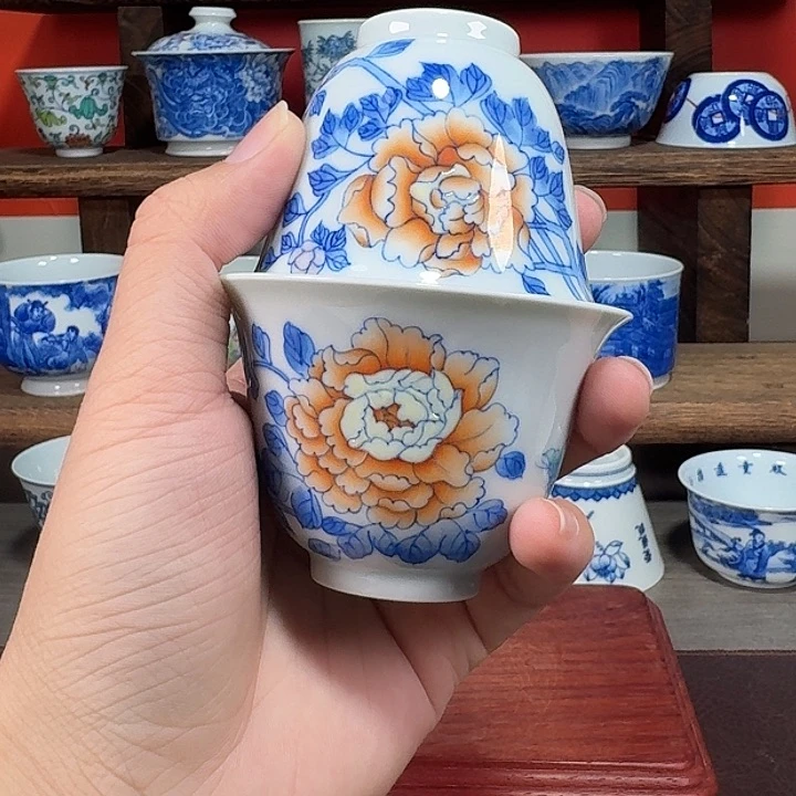 杯现代景德镇陶瓷盖碗