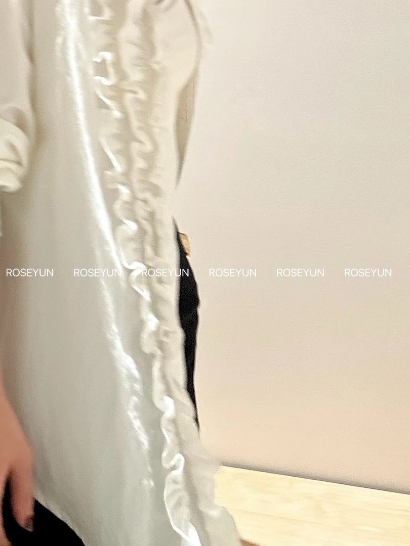 【Rose Yun】南法白茉莉 蕾丝花边木耳压褶衬衫 251045
