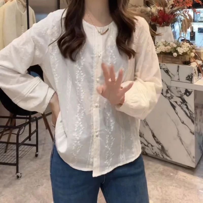 洋气纯欲慵懒风女装韩版宽松设计感长袖衬衫女LK2506018