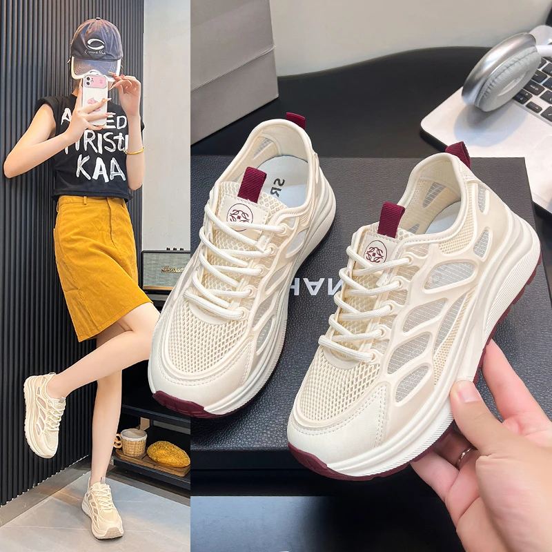 网面透气阿甘鞋薄款女鞋2025夏季新款轻便百搭休闲运动鞋平底防滑