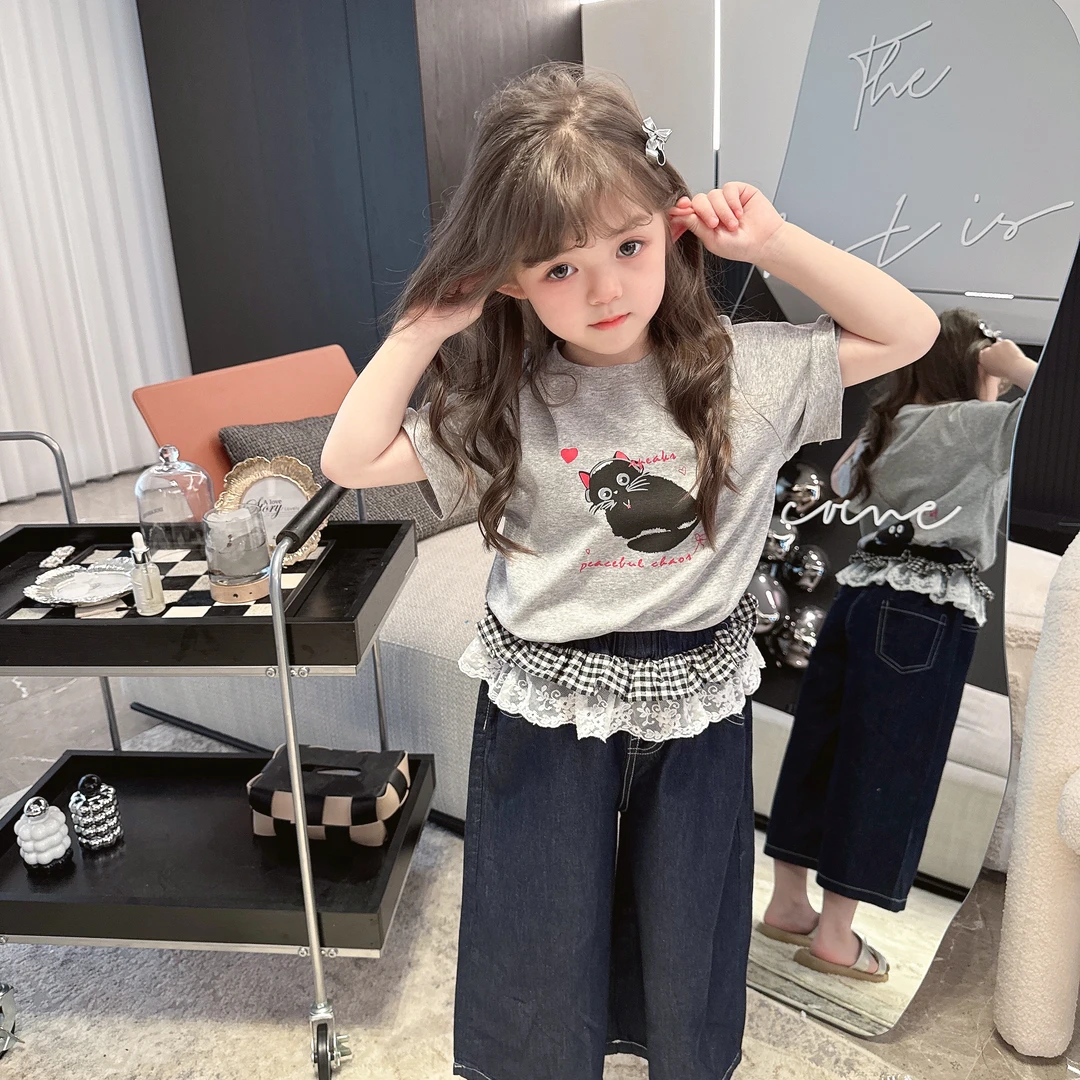 【Mt studio】【现货】甜心猫咪短袖T恤女童夏季舒适透气卡通少女上衣