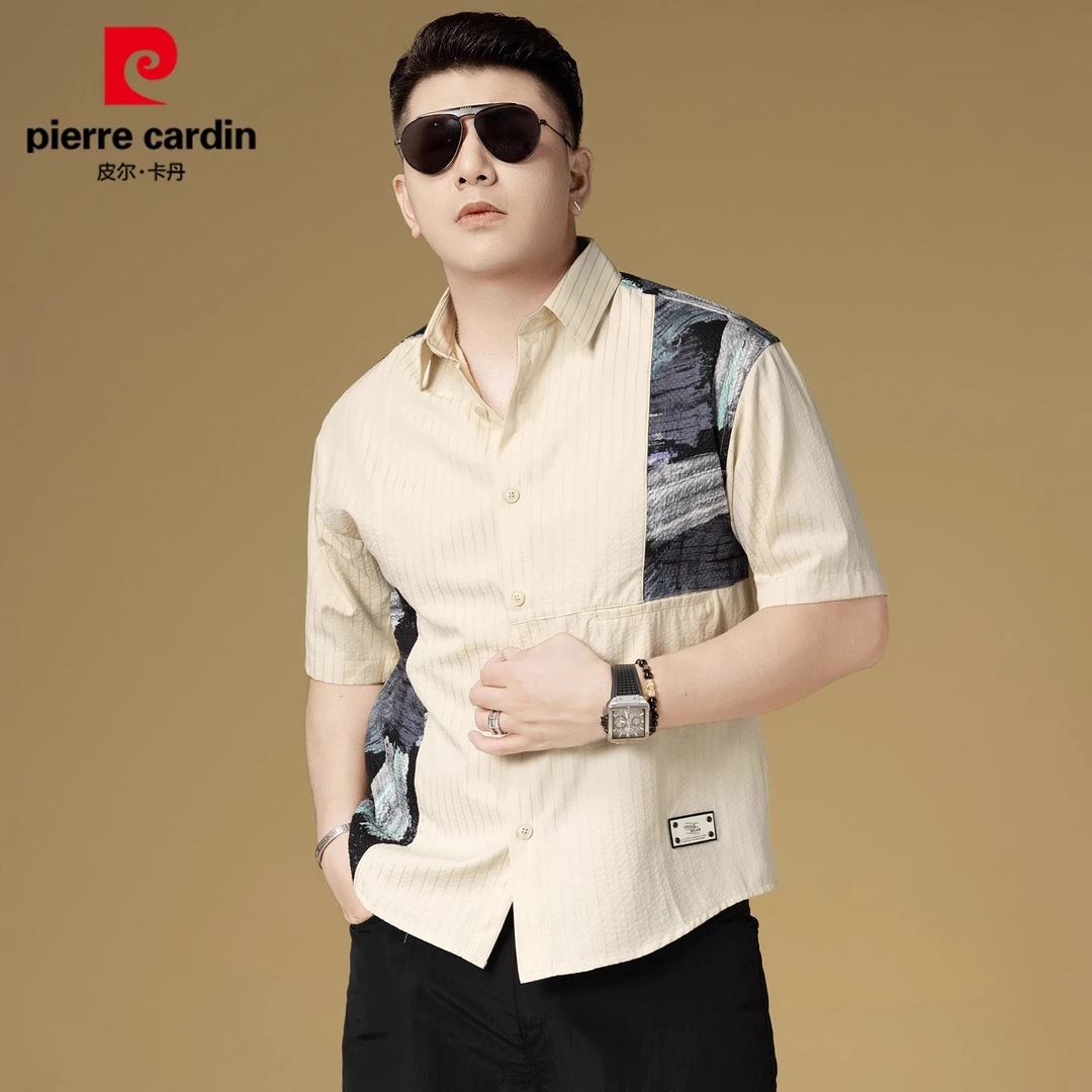 宾斯洛特时尚男士衬衫短袖夏季新款凉感时尚休闲拼接休闲衬衣男装