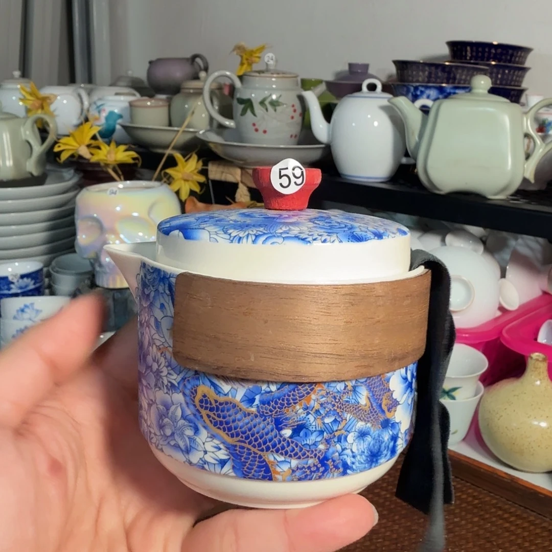 微瑕工厂福利釉上青花龙凤旅行套组59