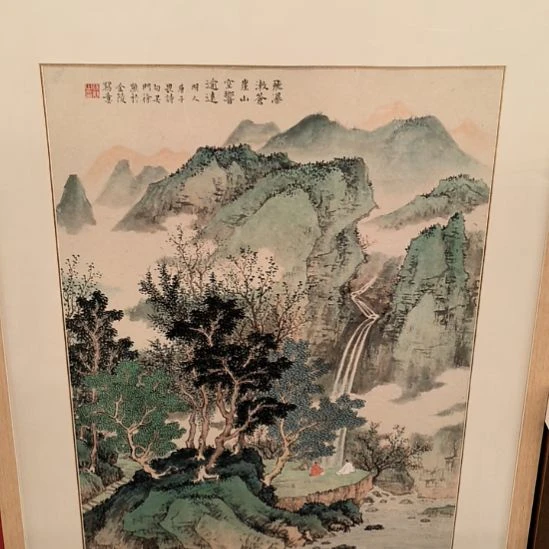 国画山水画作精品带框发