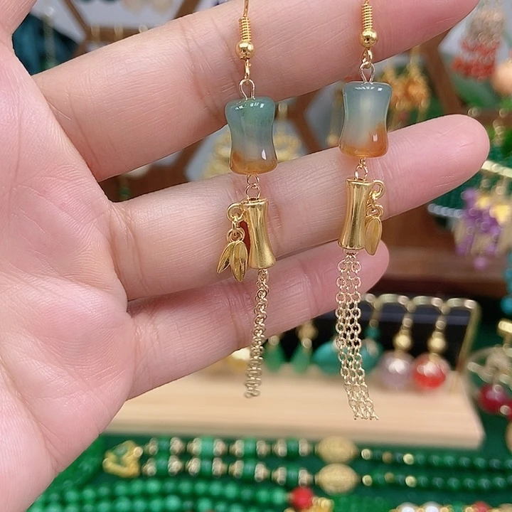 玛瑙/玉髓合金耳饰