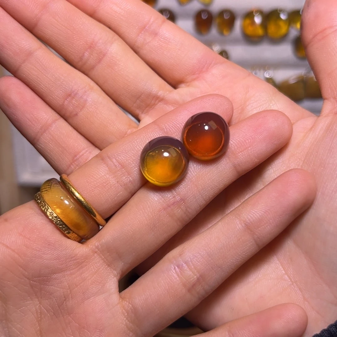 琥珀手镯银S925镶嵌耳钉