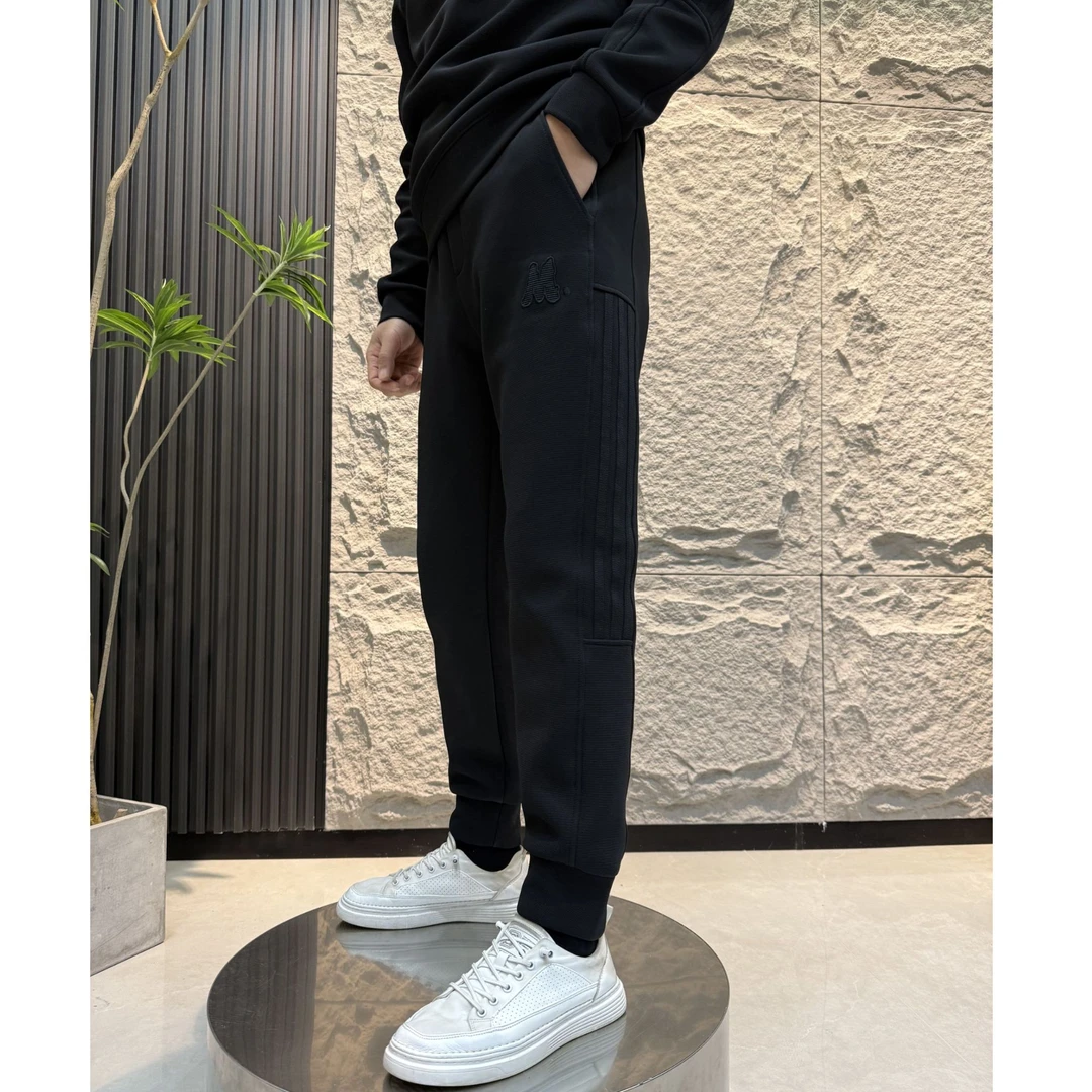 【嘎嘎帅男装】男士时尚百搭潮流宽松束脚保暖条纹弹力休闲运动裤