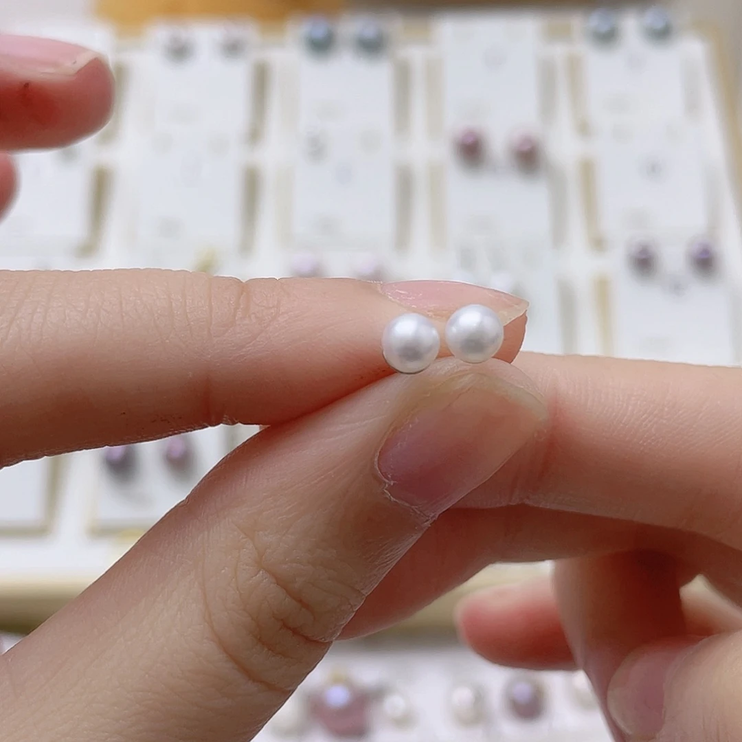 英***儿耳饰银S925镶嵌淡水珍珠