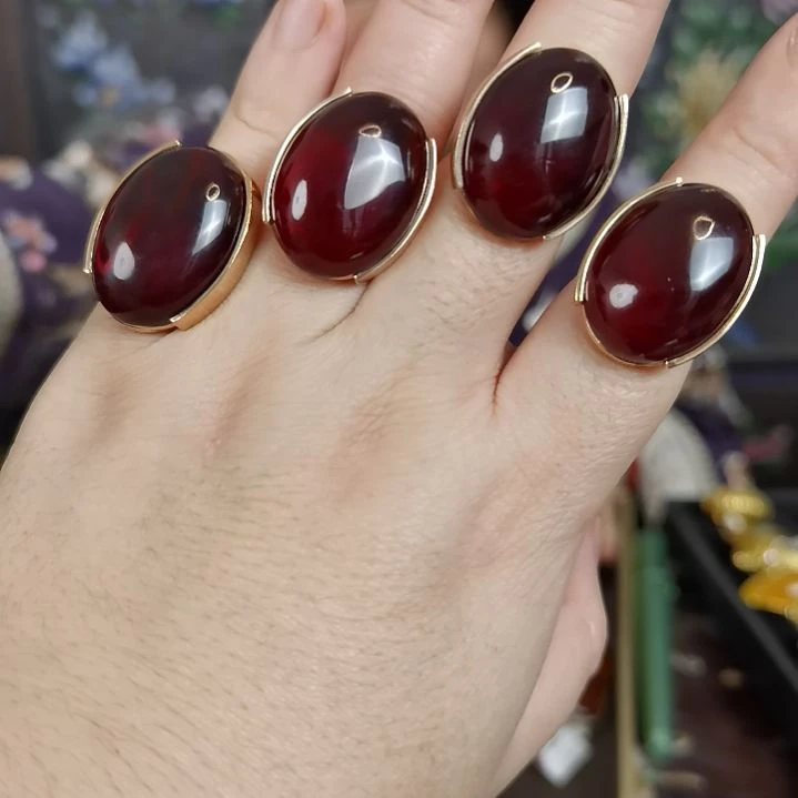 琥珀戒指未镶嵌多样性发货其一