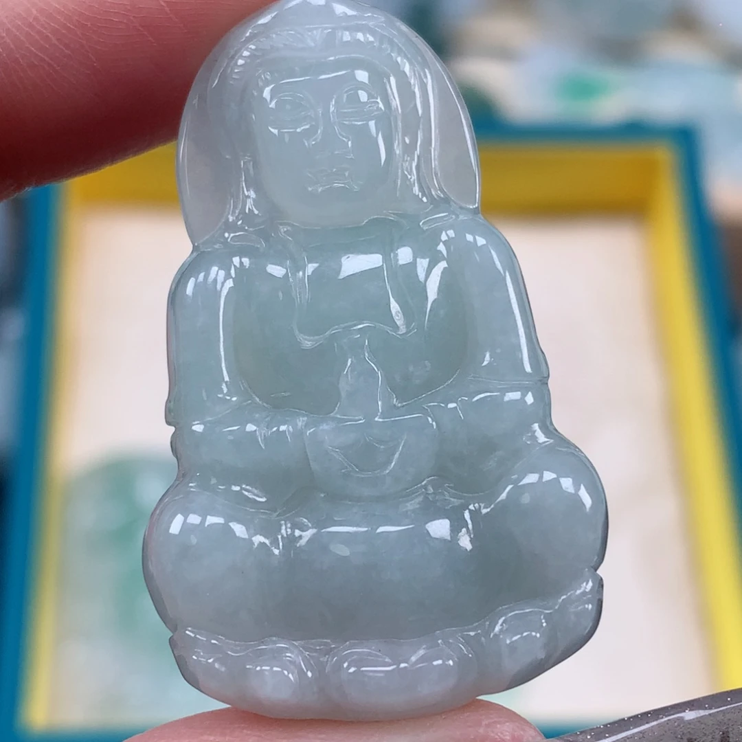 翡翠未镶嵌颈饰玉观音吊坠
