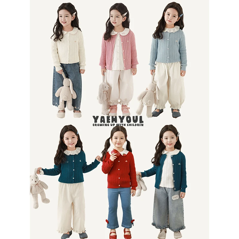 YOEHYAUL/幼悠幼悠【百搭风格】春叁波女童洋气长袖毛衣开衫 C3091