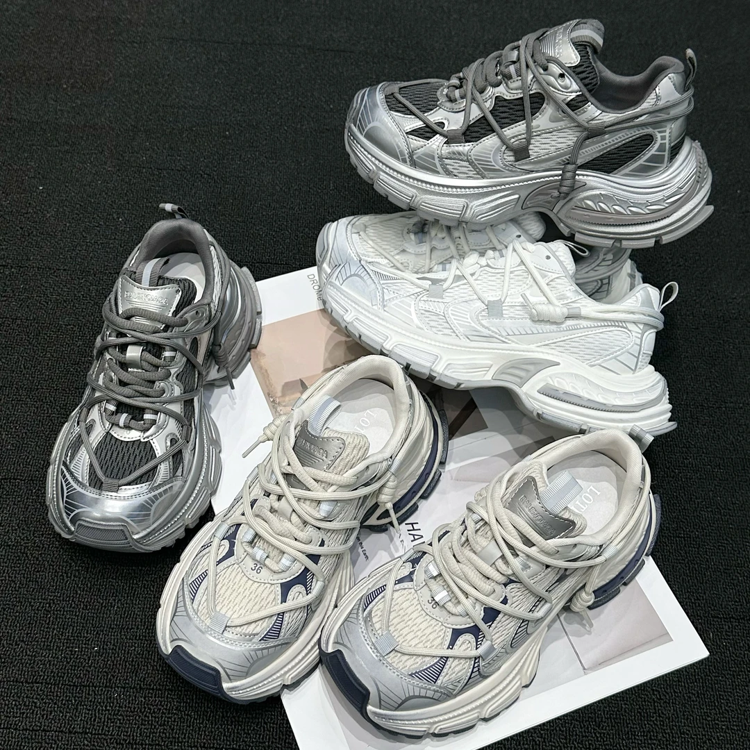 跟高5cm[早尚春]高货轻奢厚底老爹鞋巴家增高时髦精休闲鞋127-3