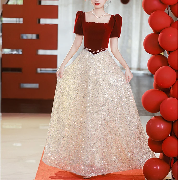 敬酒服新娘2025新款高级感订婚高端大气亮片婚礼结婚当天便装礼服