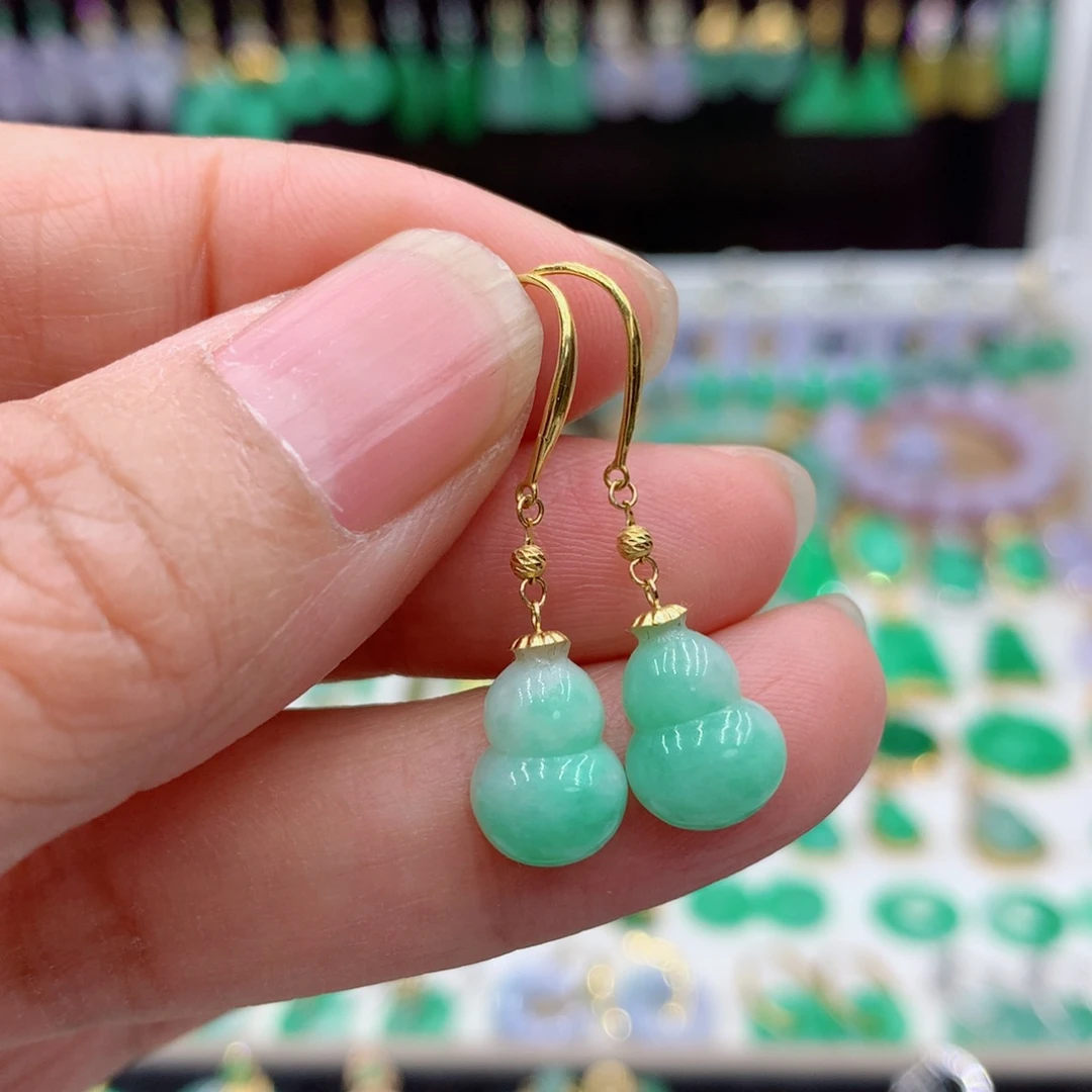 翡翠18K金镶嵌耳饰