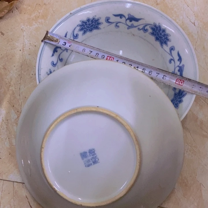 摆件2个23厘米缠枝莲碗景德镇