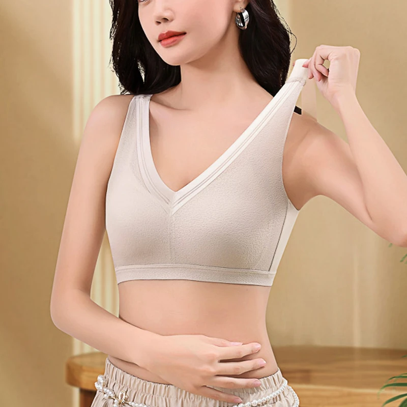 2025新款轻薄春夏季背心免穿内衣乳胶杯垫桑蚕丝高弹内搭V领5516