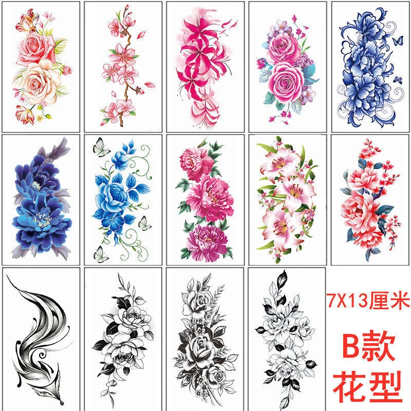 仿真玫瑰花遮剖腹产瑕疵锁骨胸腹贴纹身贴防水持久女款洗不掉贴纸