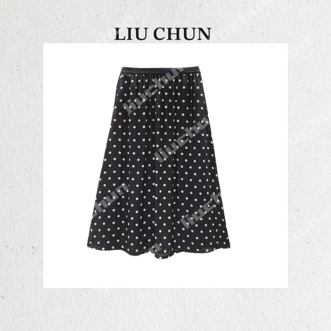 【拼色波点】CHUN家显瘦气质时尚减龄桑蚕丝双绉半裙