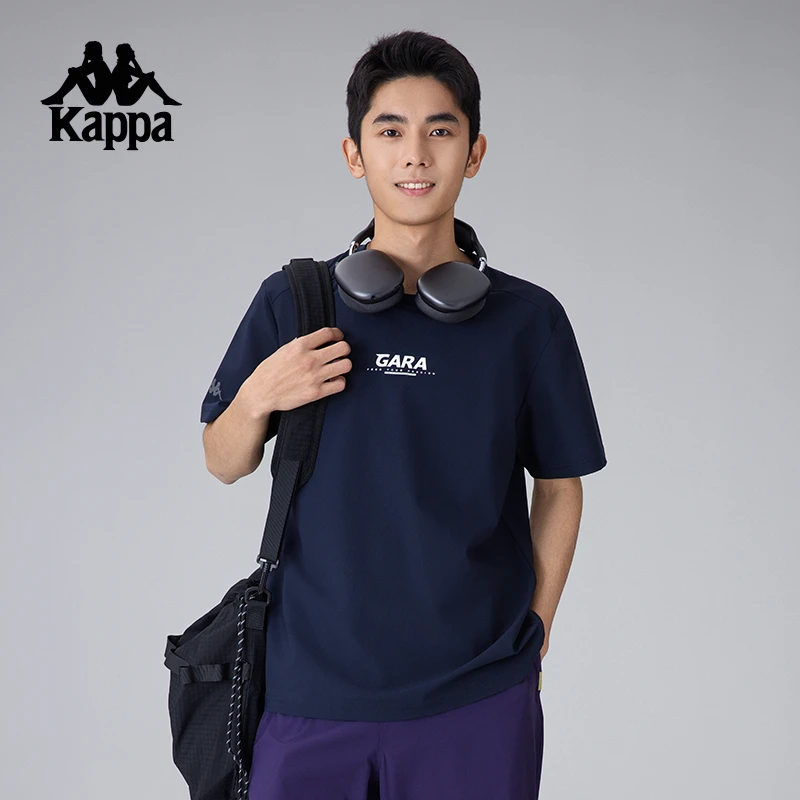 Kappa卡帕背靠背短袖T恤男款2025新款透气运动上衣圆领休闲半袖衫
