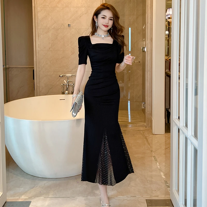 【设计师定制】夏季新款法式名媛气质显瘦包臀收腰修身连衣裙30194