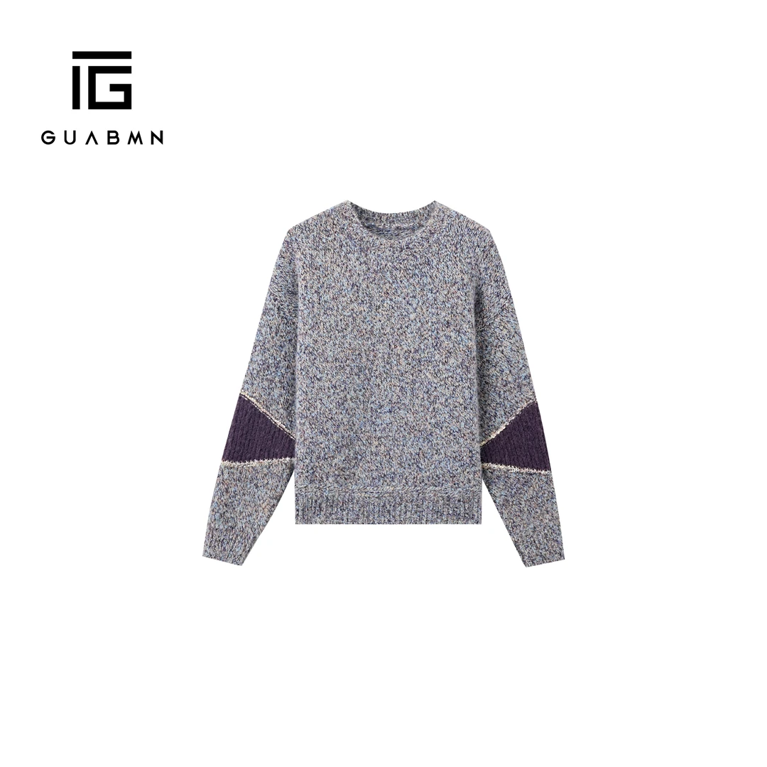 GUABMN2025秋冬新款撞色拼接宽松圆领套头毛衫休闲毛衣上衣129