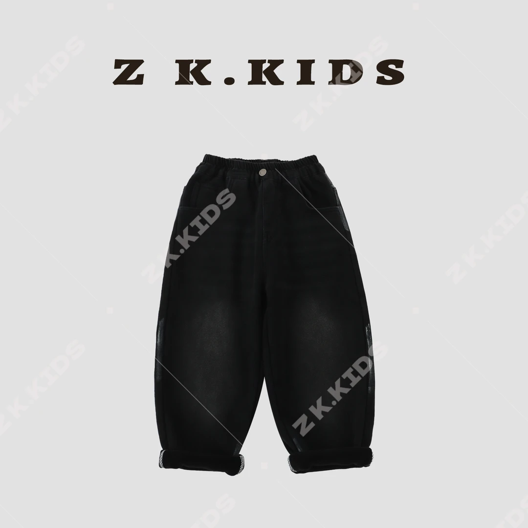 【Z&K】冬季新款时尚加绒保暖水洗纯色百搭个性牛仔裤 zk-6211029