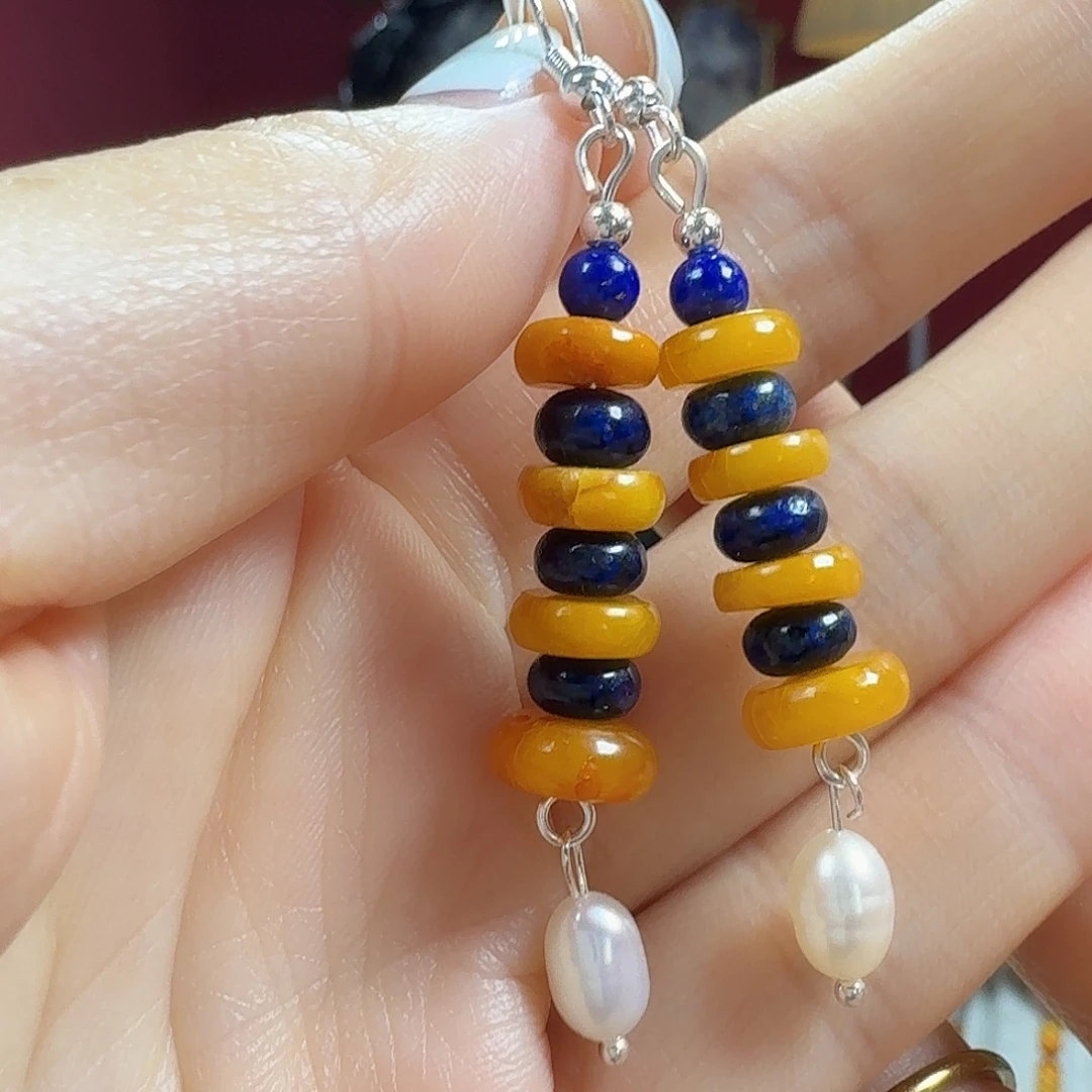 蜜蜡未镶嵌耳饰耳坠