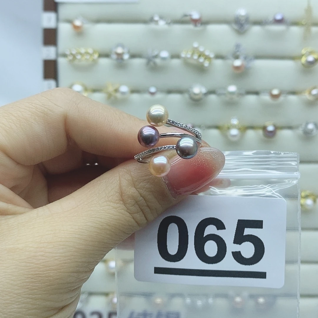 淡水珍珠戒指银S925镶嵌A****麻065