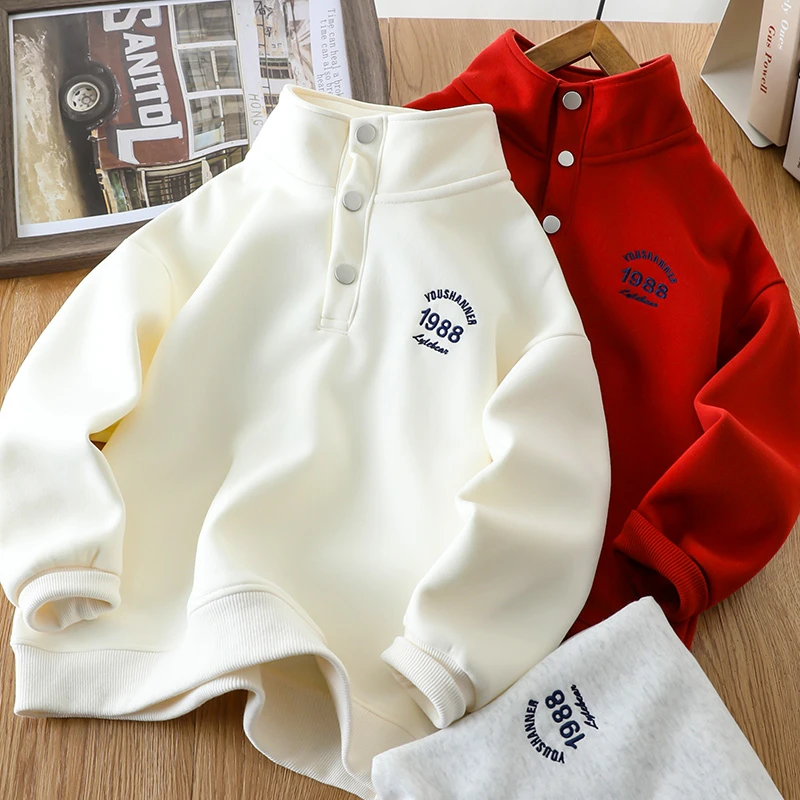 2025新款男童立领卫衣春秋款儿童春装上衣酷帅时髦中大童男孩衣服