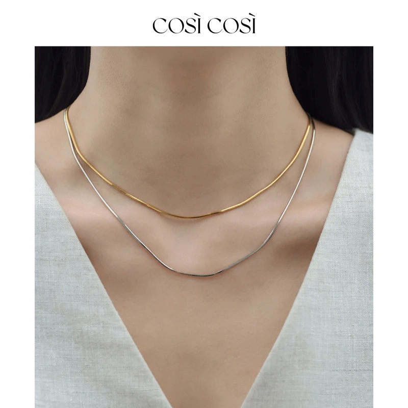 吊坠925银链子925银坠链均925银 925银[cosicosi]蛇骨项