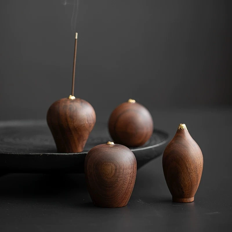 三有堂黑胡桃木香插香座禅意中式木质线香底座家用茶室小香托香炉