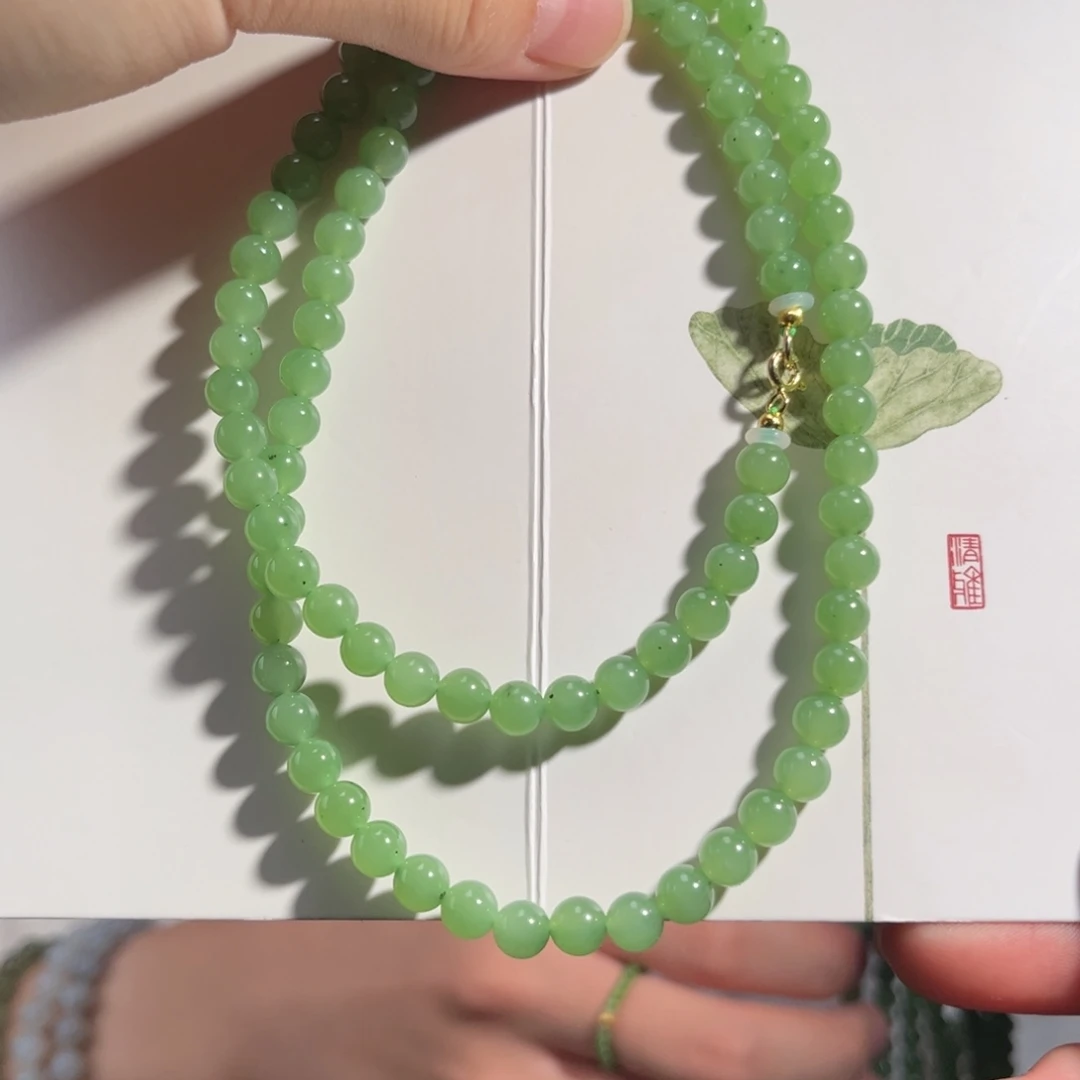 和田玉银S925镶嵌颈饰乌兰海微矿6mm780