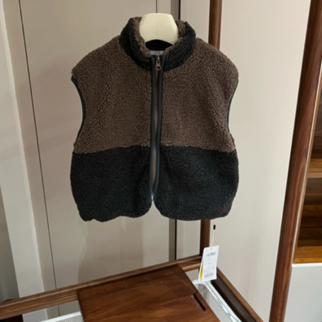 【编号R368】143680571-39-儿童拼色毛毛马甲A深灰色-VOOTOO