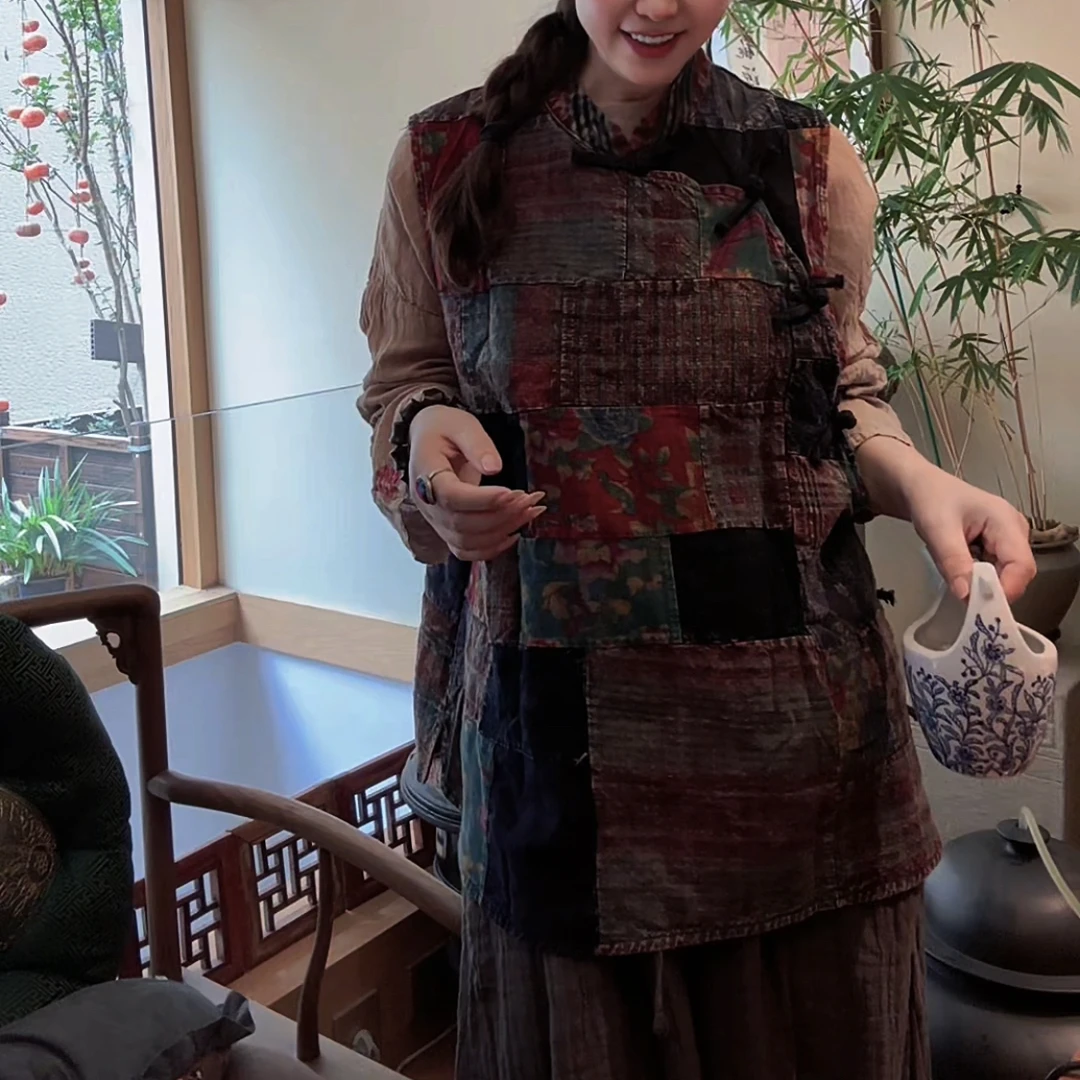 『蝶家』民族风斜禁老布马甲2374国风