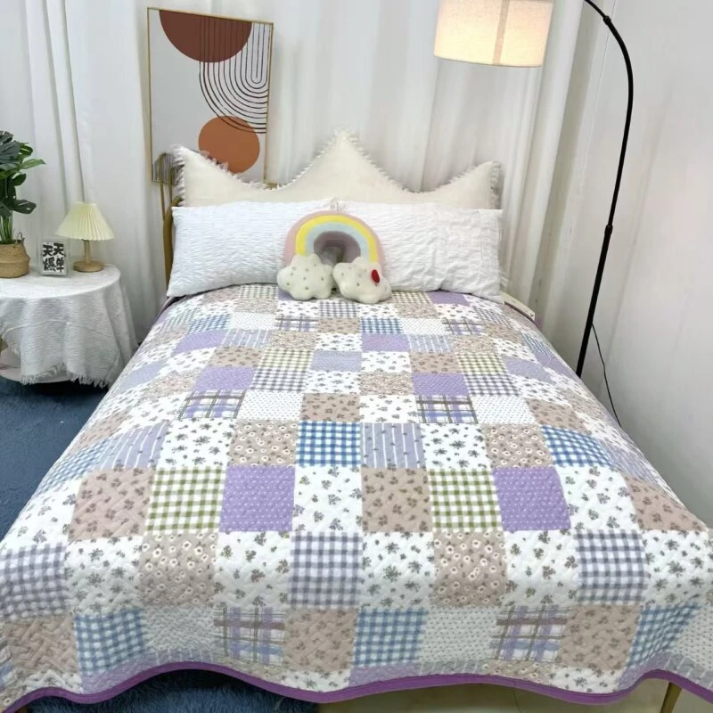 【秋冬款牛奶宝宝绒】【田园格子】升级宝宝绒床盖加厚加密可机洗不掉