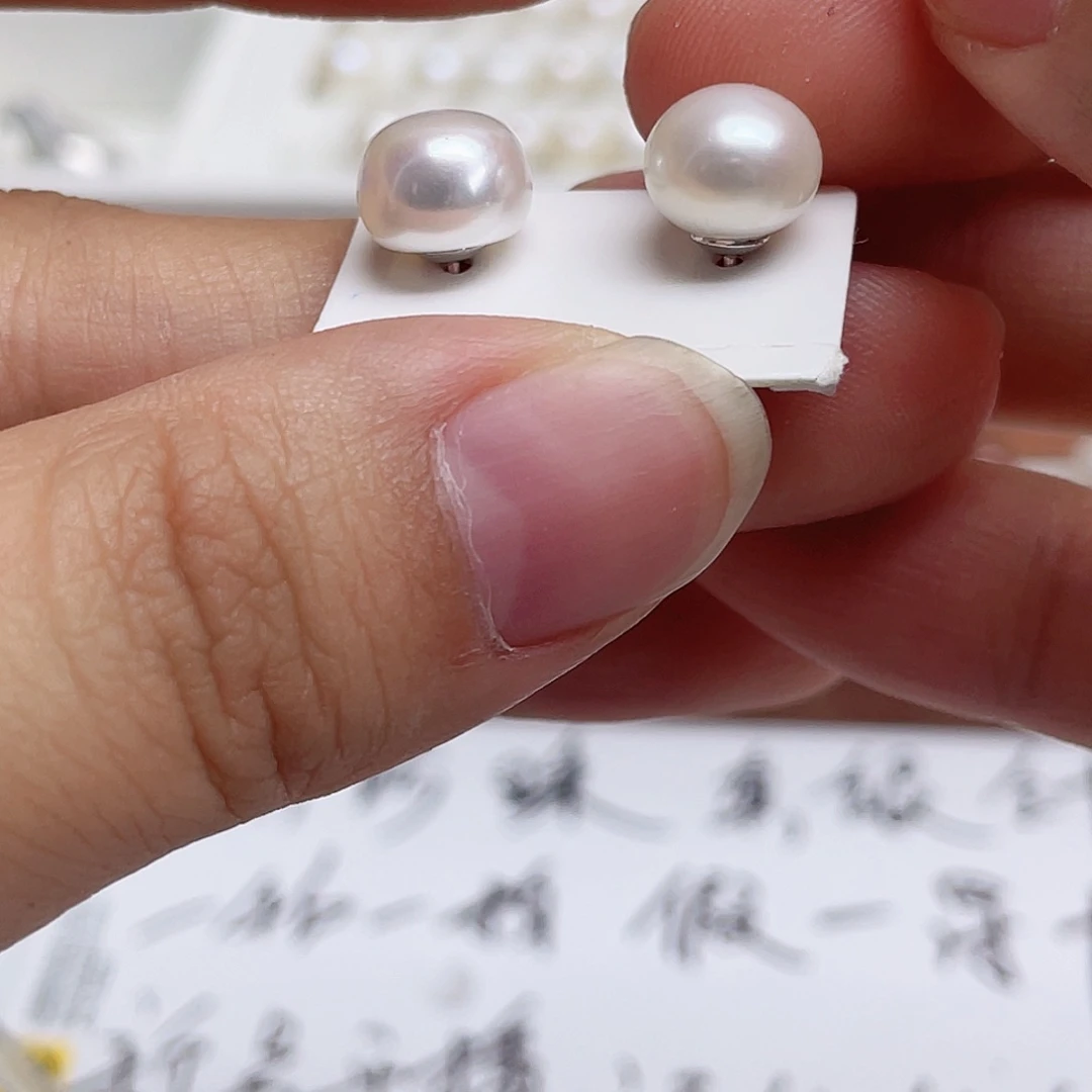 银S925镶嵌淡水珍珠耳饰蓝*