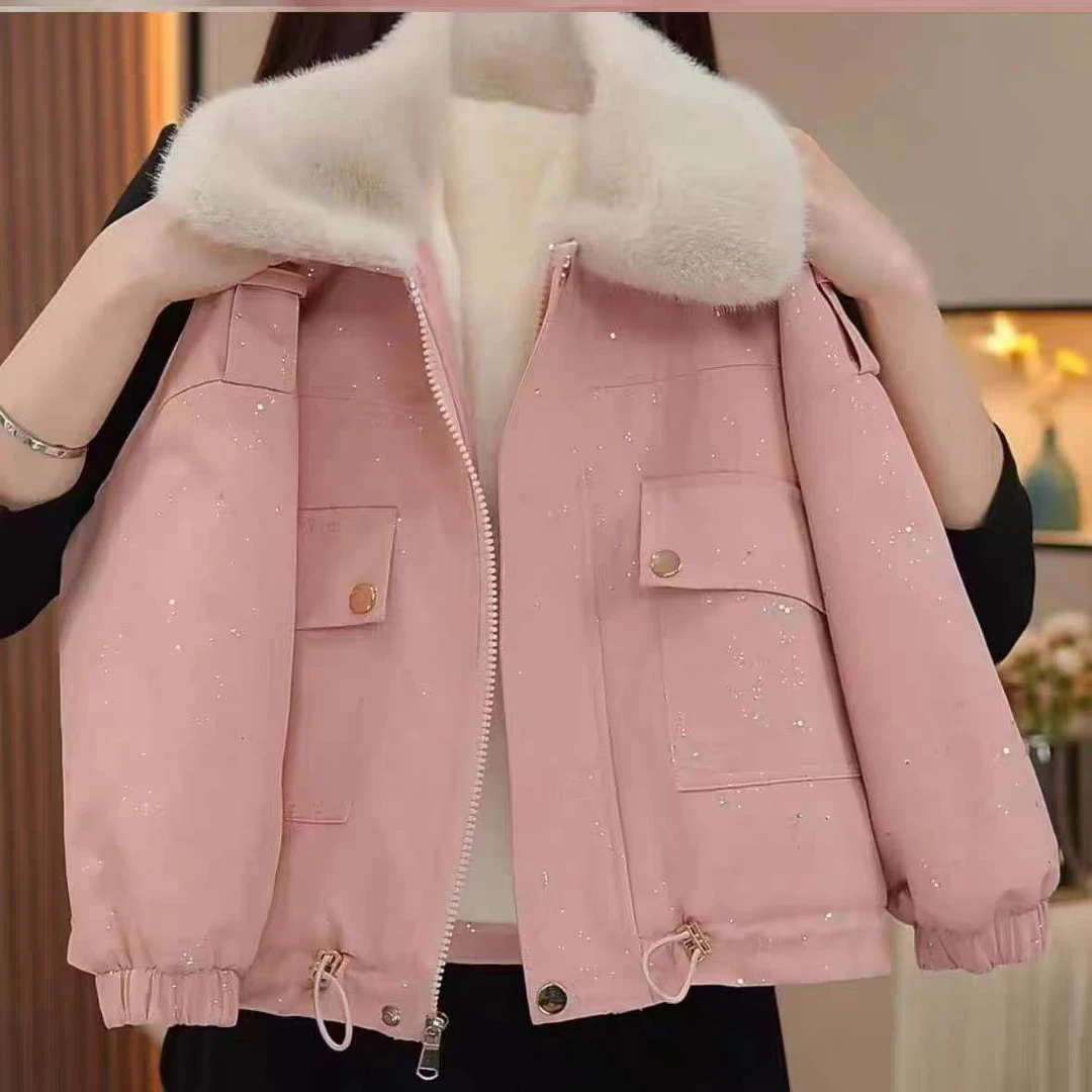 女童装秋冬款外套2025新款中大童夹棉加绒派克服儿童洋气上衣