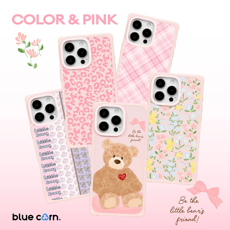 Bluecorn蓝色苞米草莓奶芙 奶方适用于iPhone16/15ProMax手机壳