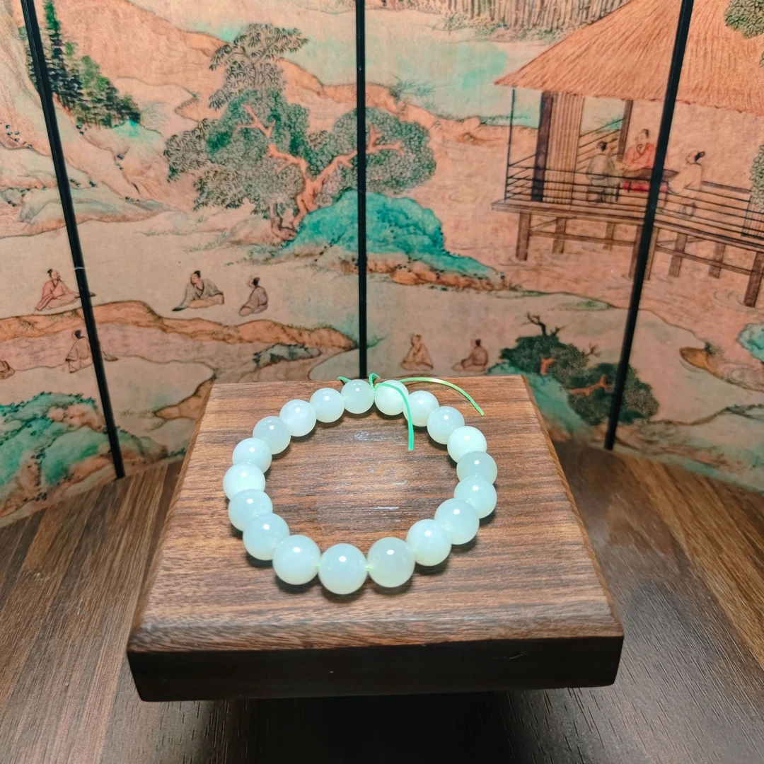 H和田玉晴水圆珠手串（卡10）2233