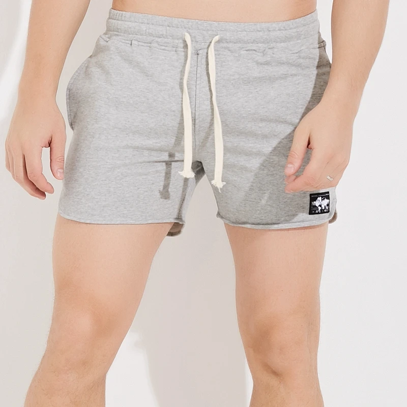 开衩运动短裤男士健身三分裤 系带运动裤透气舒服重磅纯棉3分裤潮