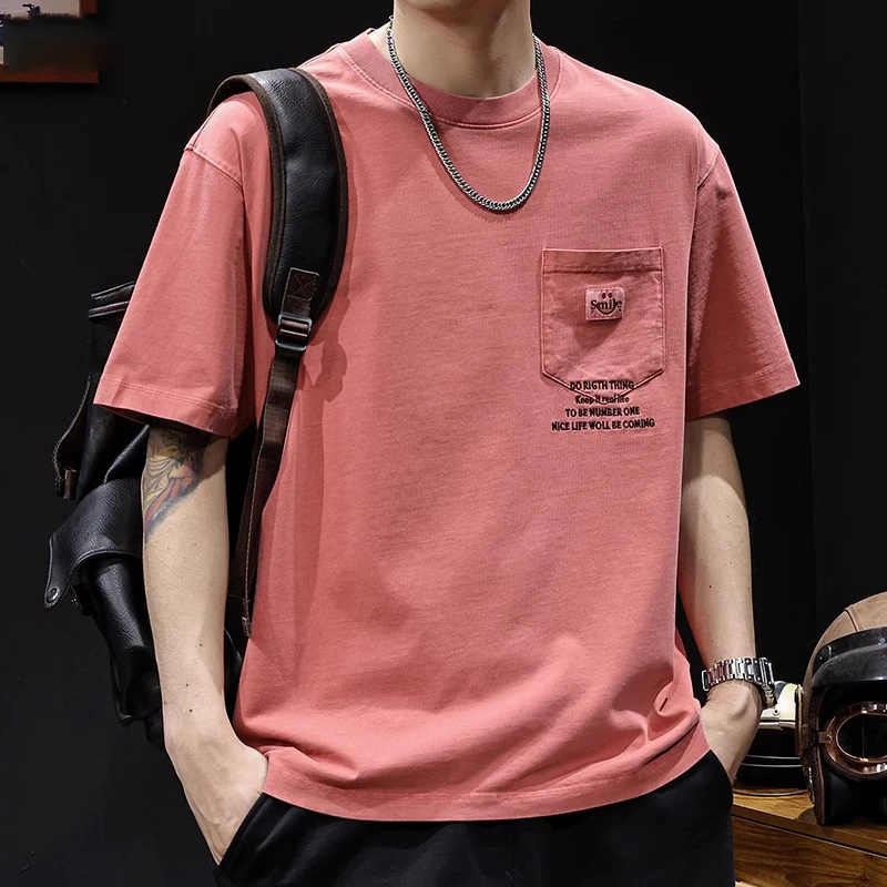 LEIGHZ/雷茨潮牌短袖t恤男士大码夏季新款衣服美式复古水洗体恤