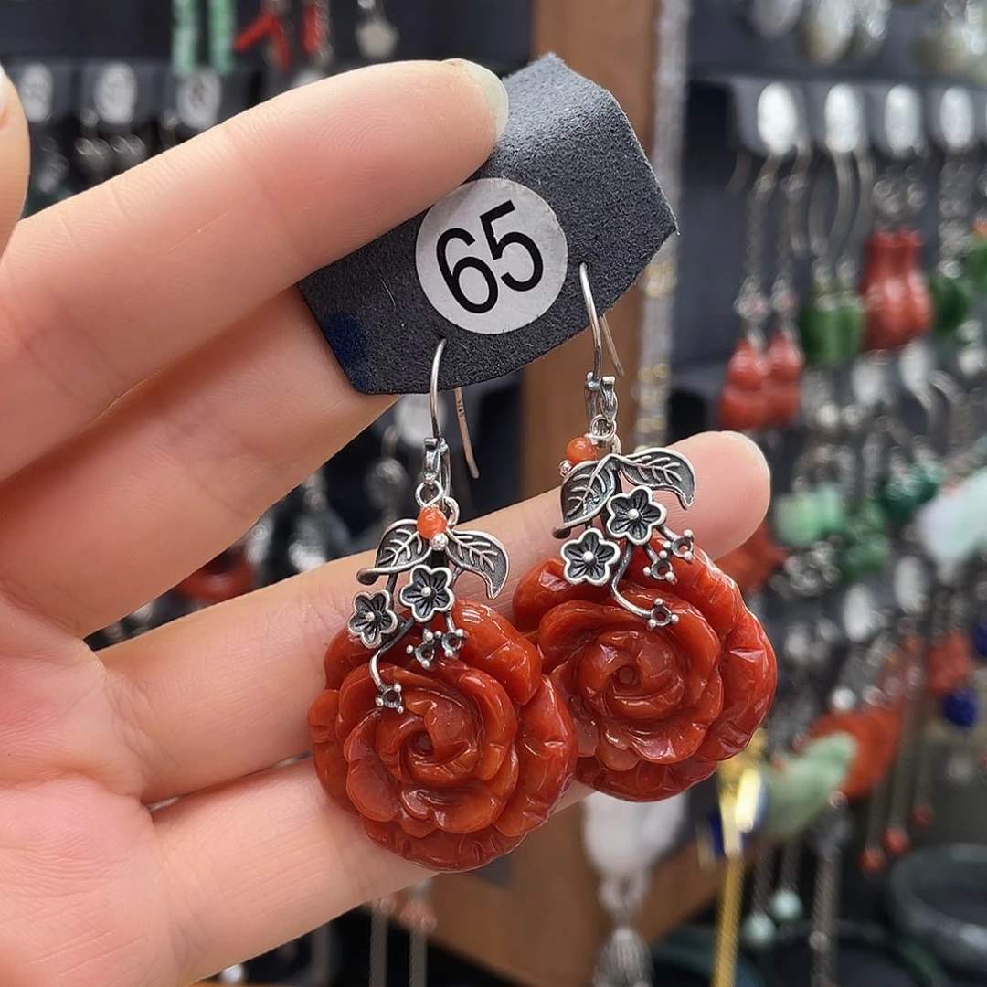 翡翠耳饰银S925镶嵌怪**董841ghhhhhh